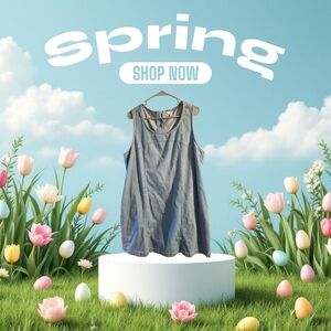 Casual Light Blue Denim Tank Top Dress